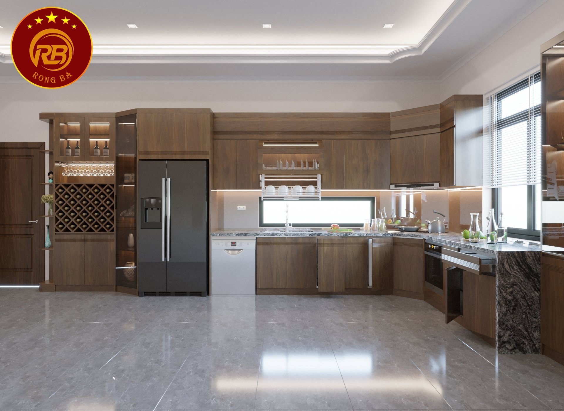 tủ bếp gỗ óc chó tại Yên Bái