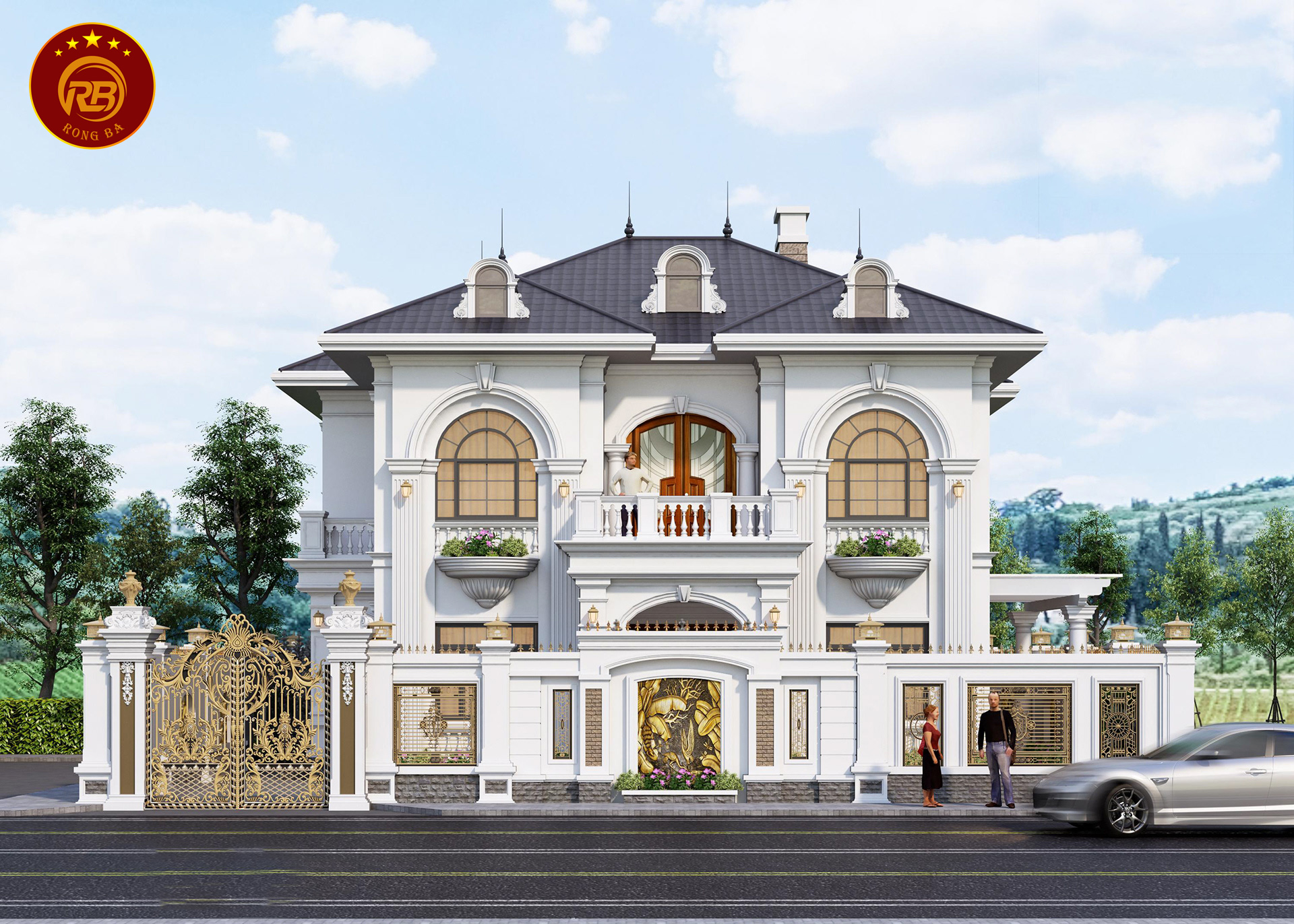 mẫu biệt thự 2 tầng tân cổ điển