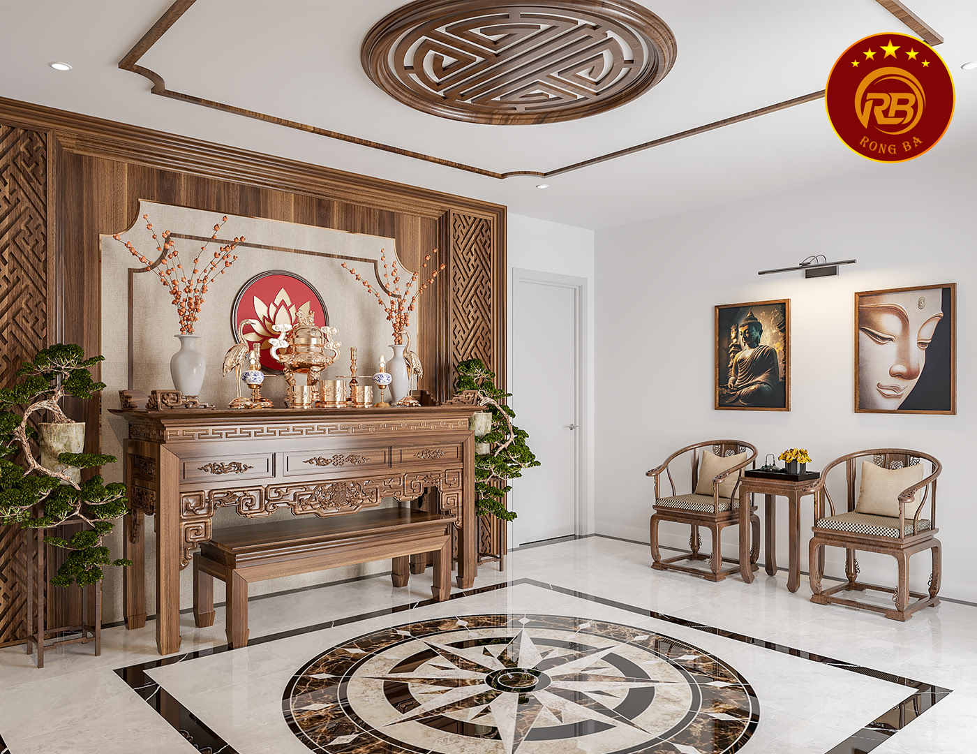 Thiết kế phòng thờ hiện đại 1