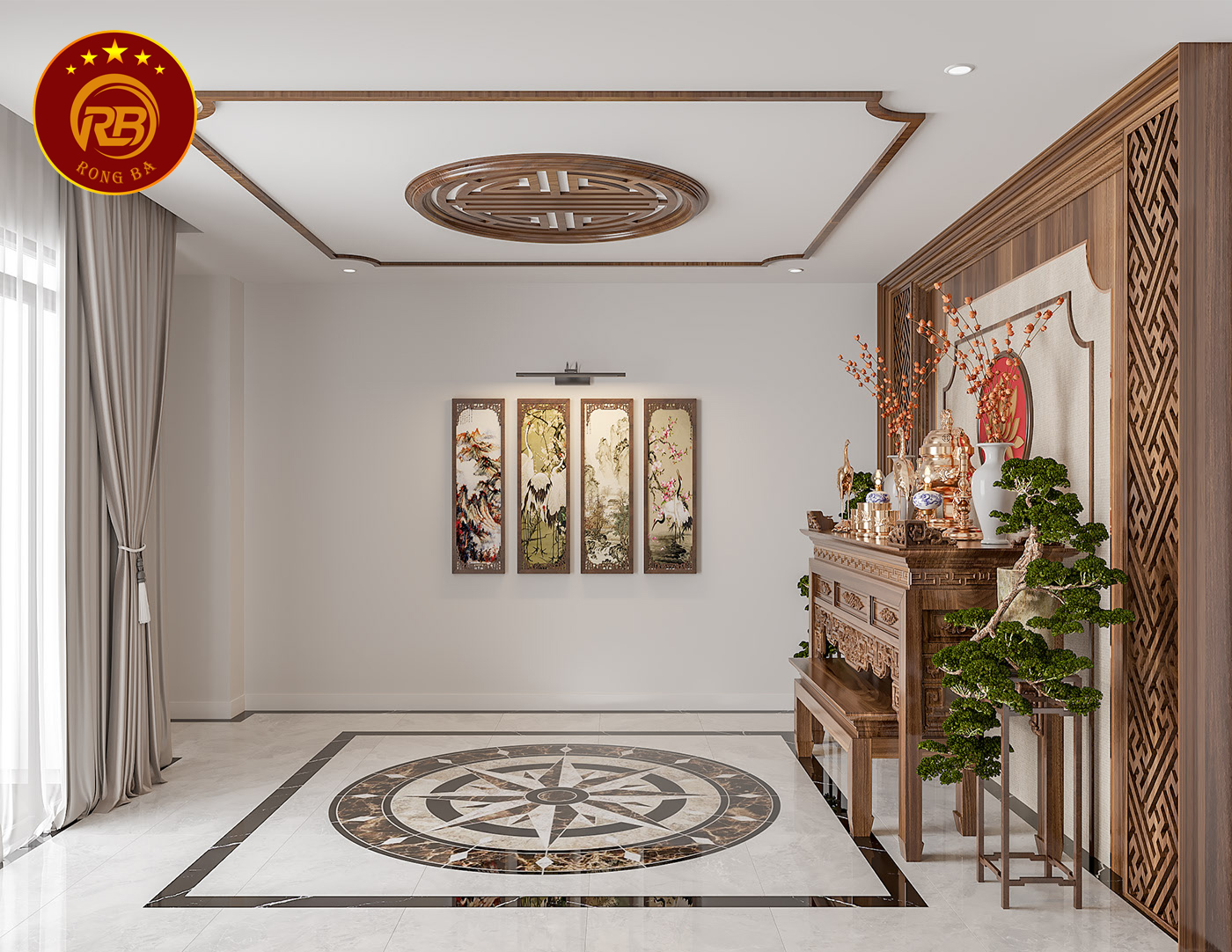 Thiết kế phòng thờ hiện đại 2