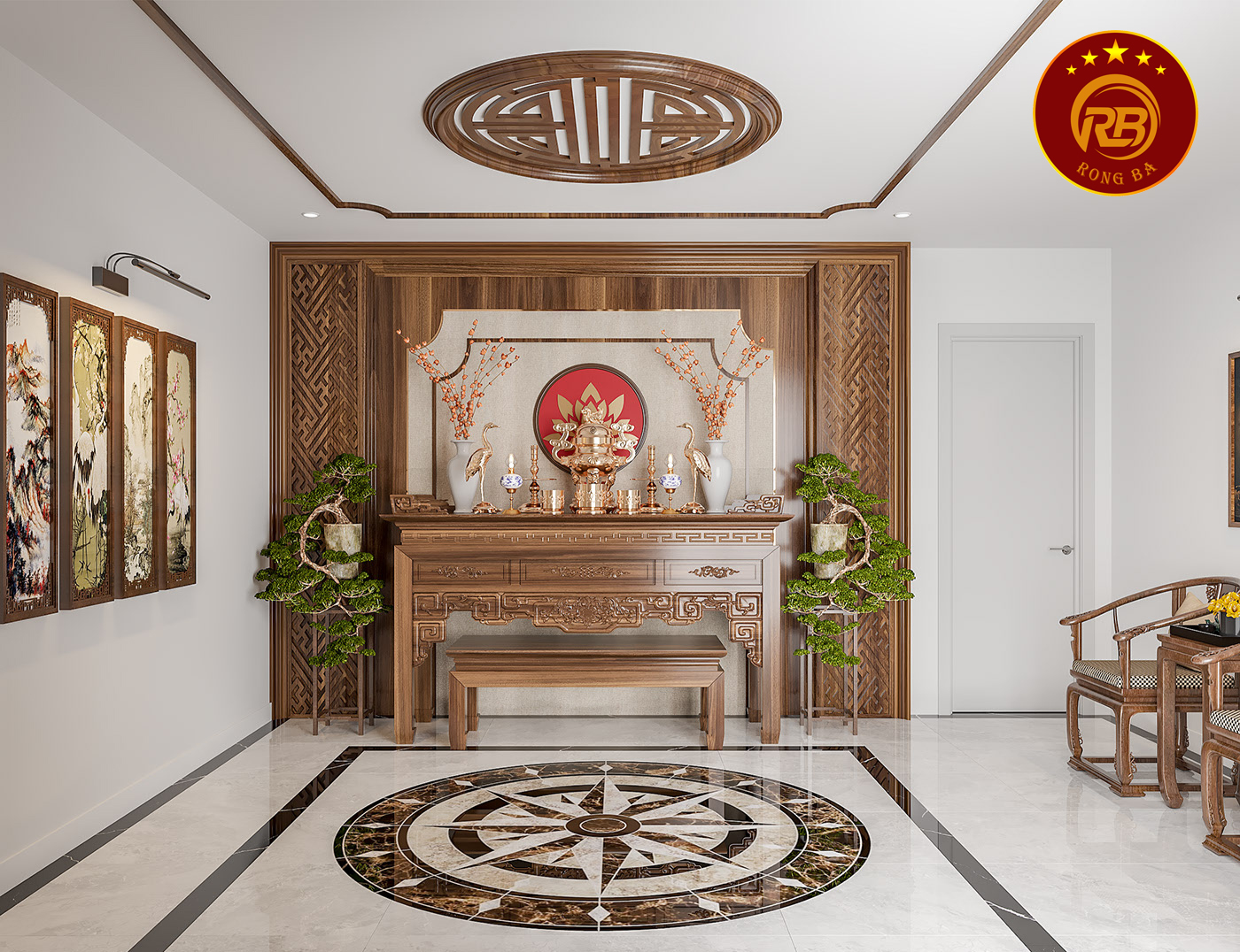 Thiết kế phòng thờ hiện đại