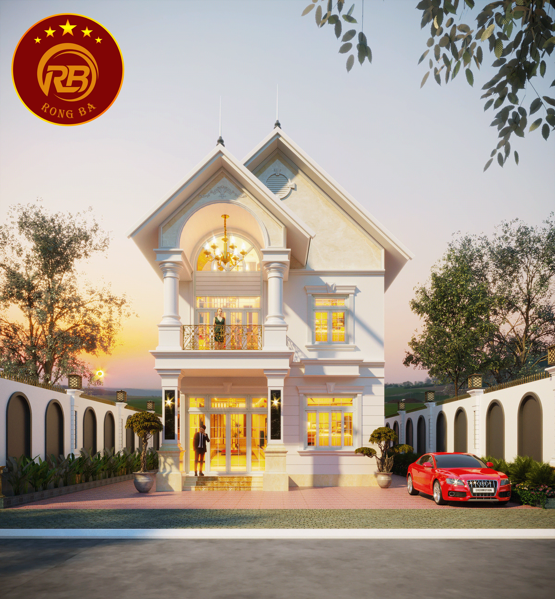 mẫu nhà biệt thự 2 tầng