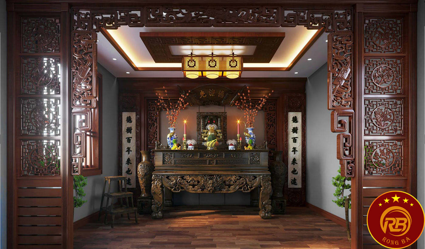 nội thất phòng thờ gỗ tự nhiên