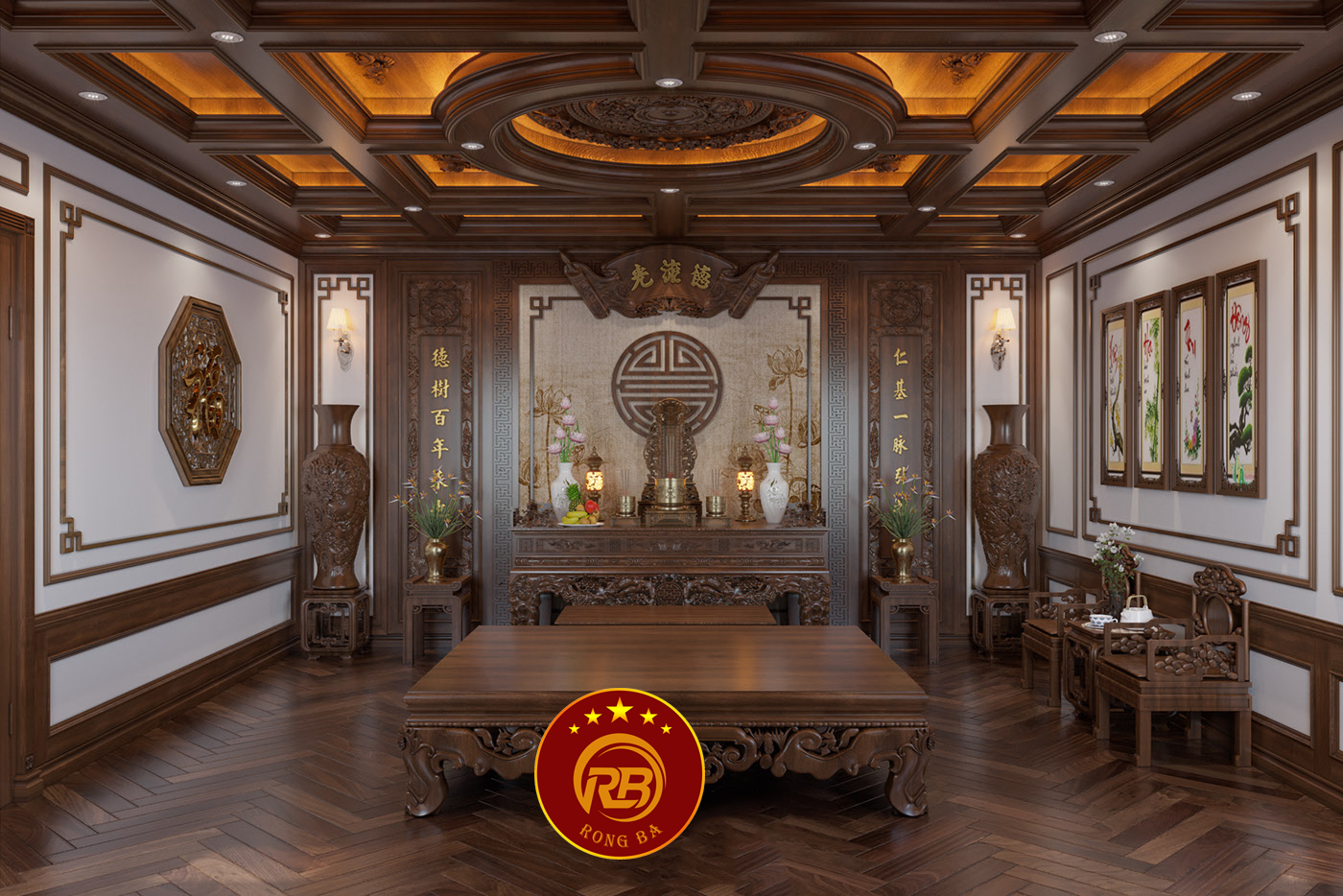 nội thất phòng thờ hậu giang
