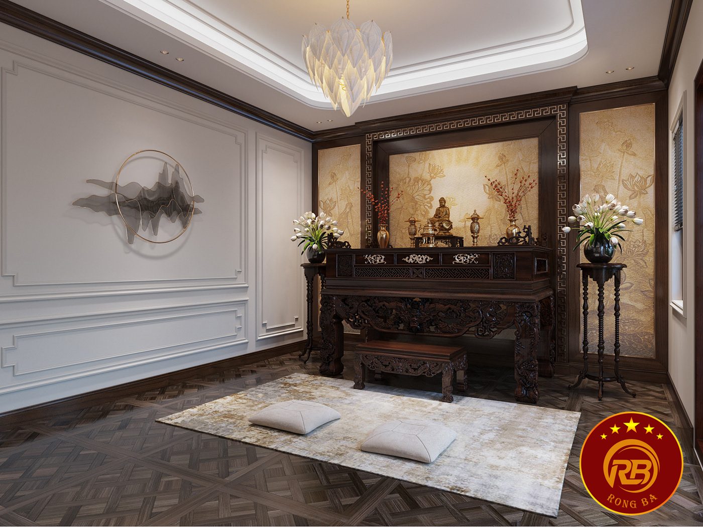thi công phòng thờ tại cà mau 1