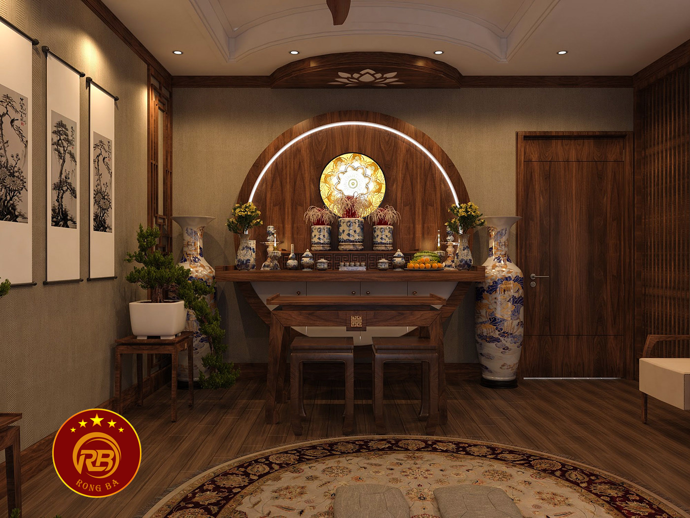 thi công phòng thờ tại điện biên 1
