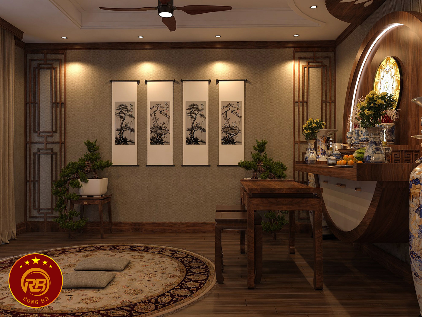 thi công phòng thờ tại điện biên 3