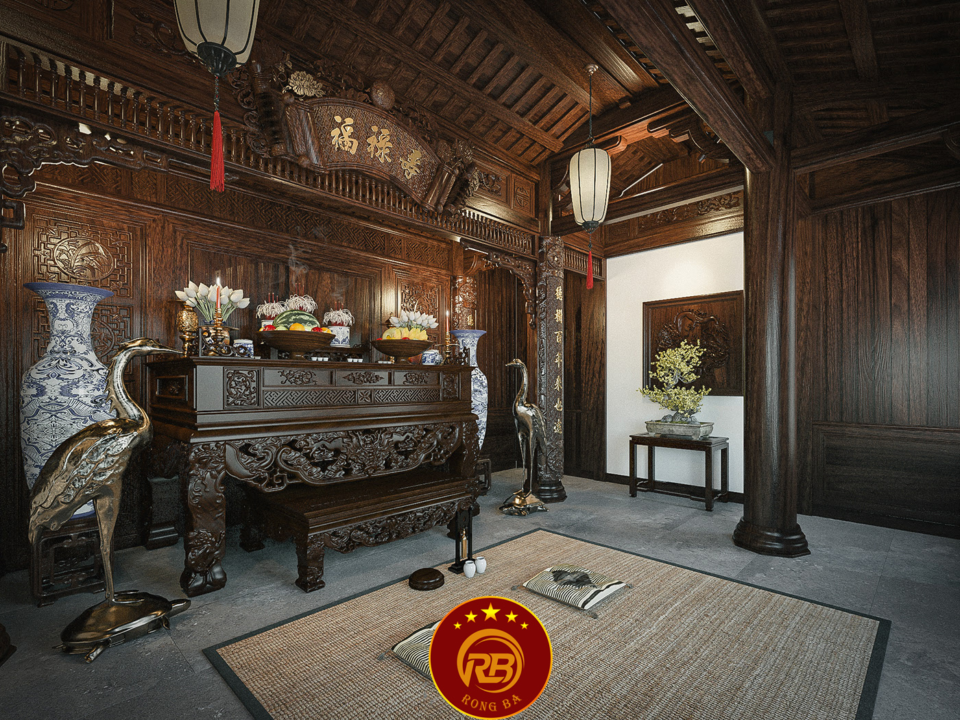 thi công phòng thờ tại hà giang 2