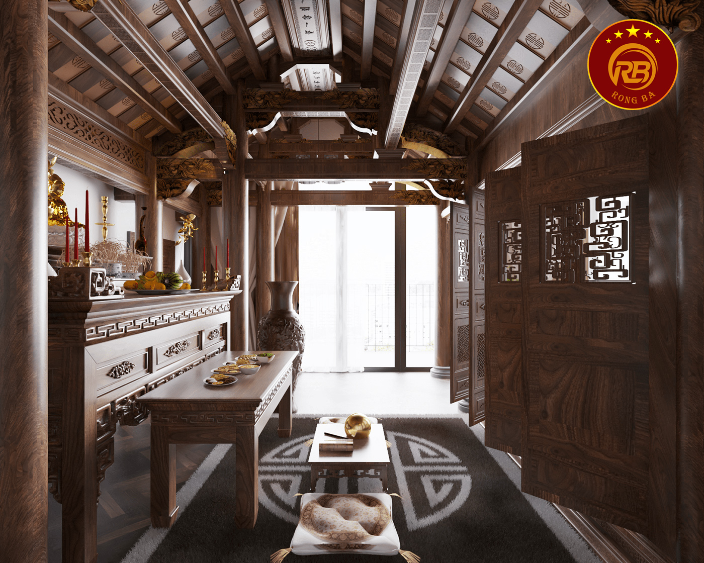 thi công phòng thờ tại hà nam 1