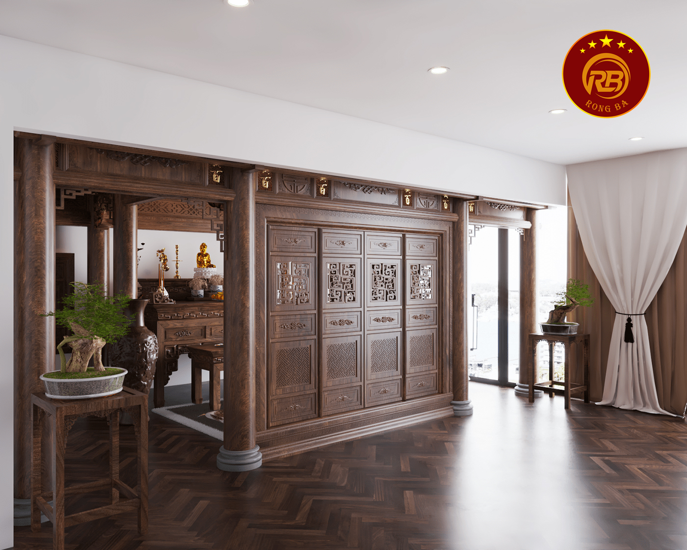 thi công phòng thờ tại hà nam 2