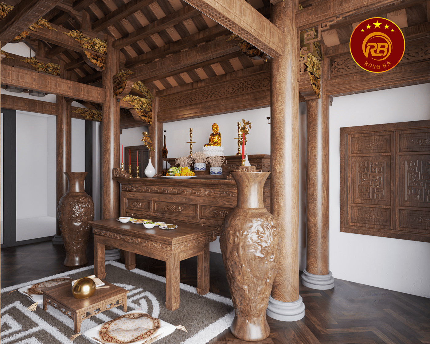 thi công phòng thờ tại hà nam 4