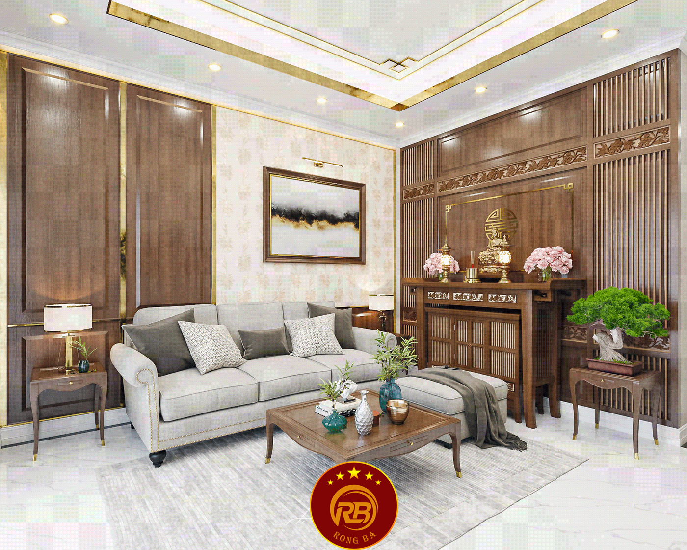 thi công phòng thờ tại hà nam 6