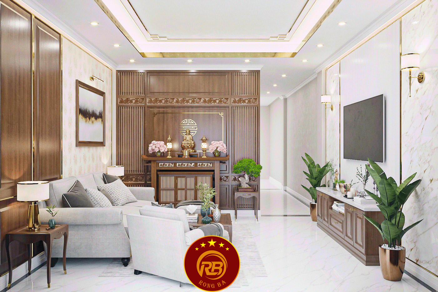 thi công phòng thờ tại hà nam 7