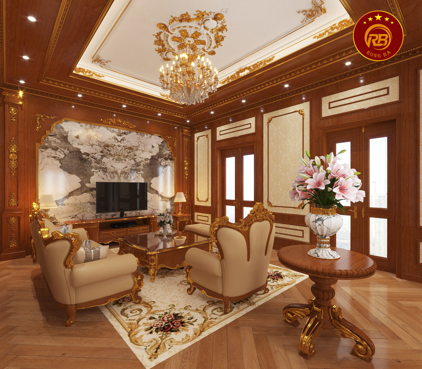 thiết kế bàn thờ và phòng khách 1