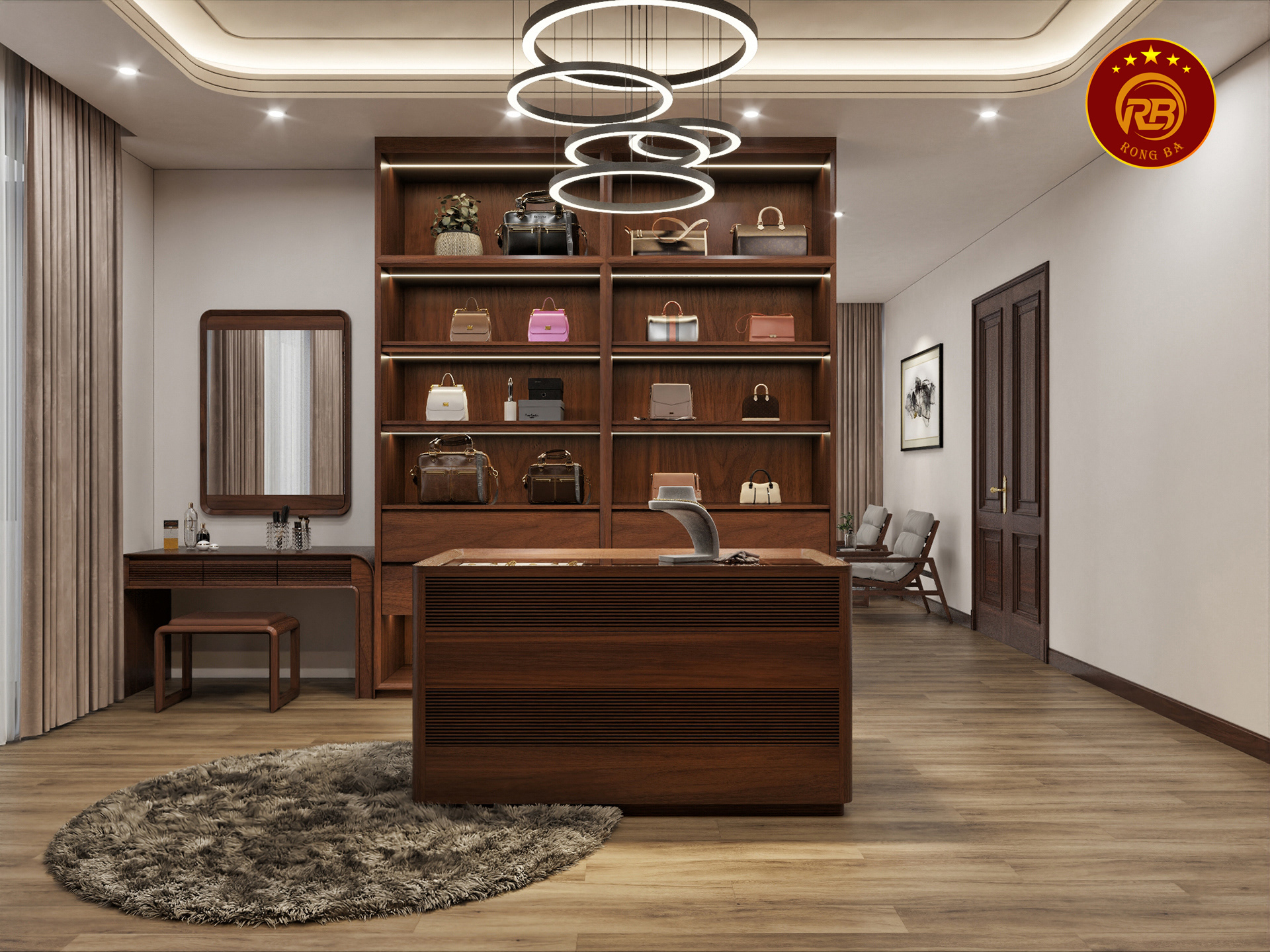 bàn trang điểm gỗ óc chó 1