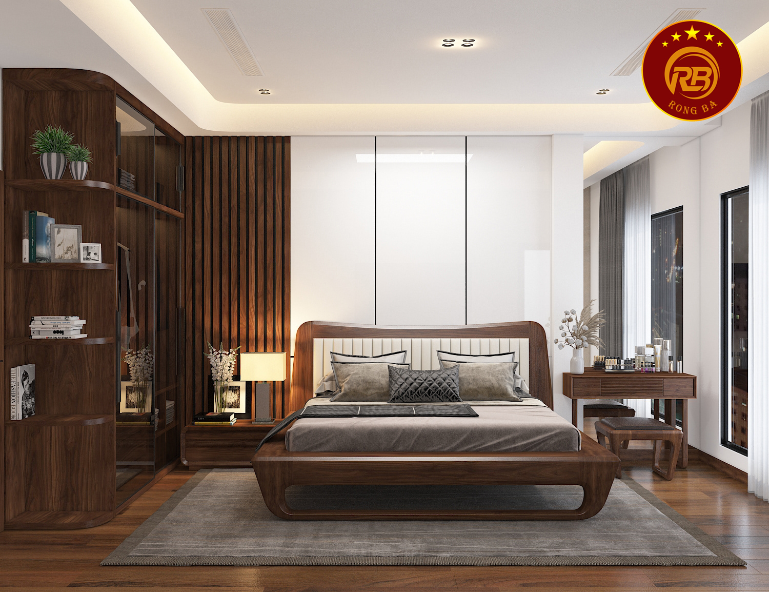 bàn trang điểm gỗ óc chó 10
