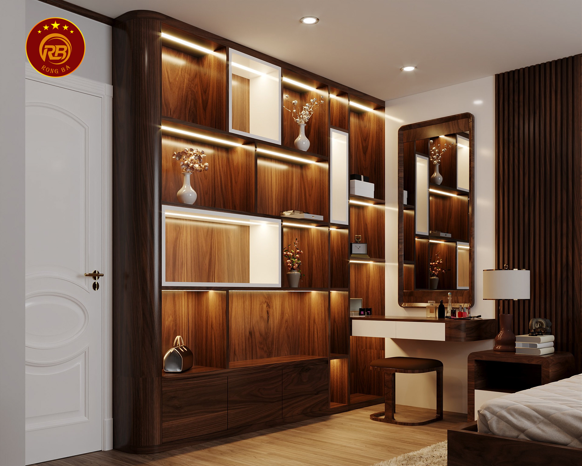 bàn trang điểm gỗ óc chó 11