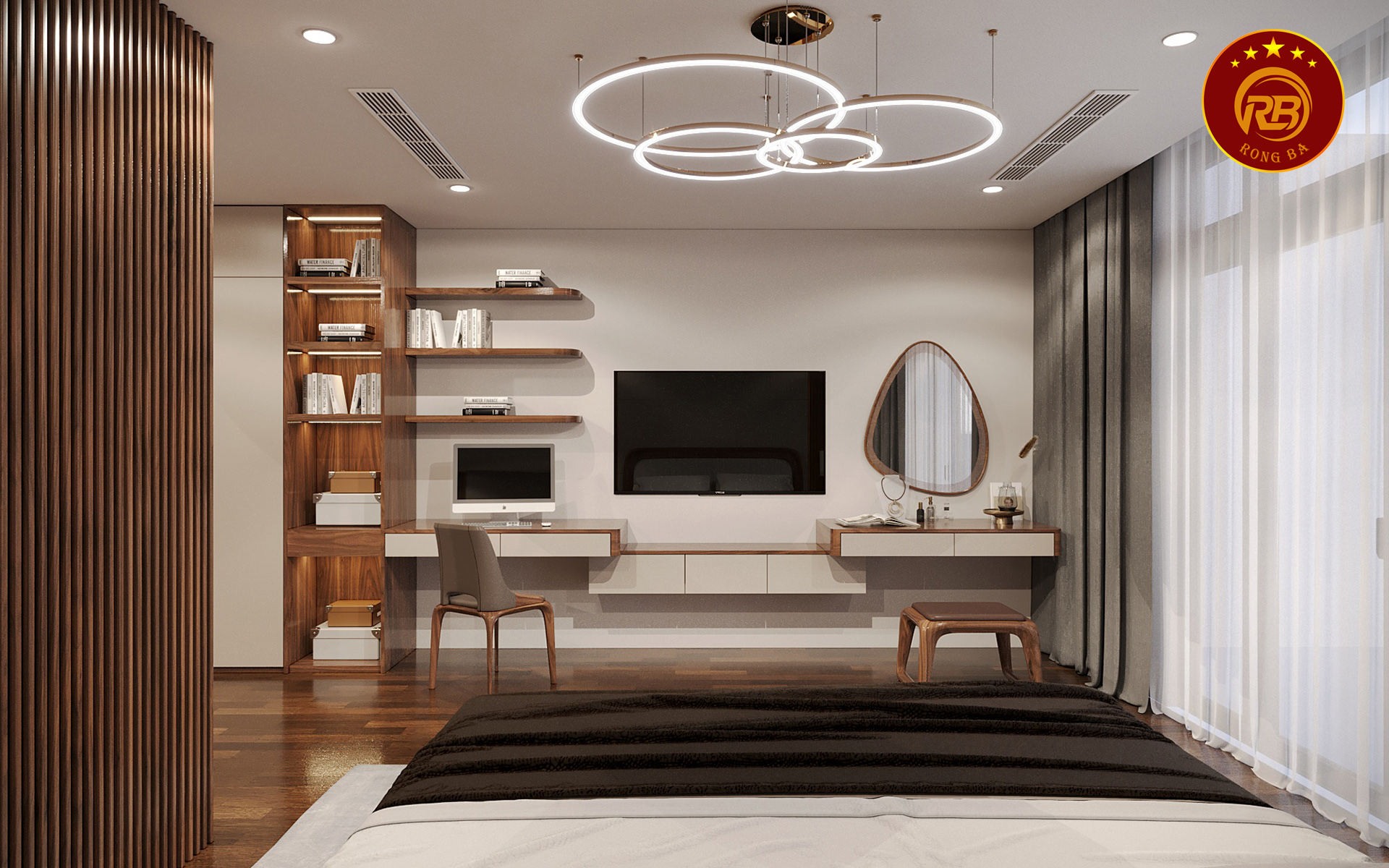 bàn trang điểm gỗ óc chó 12