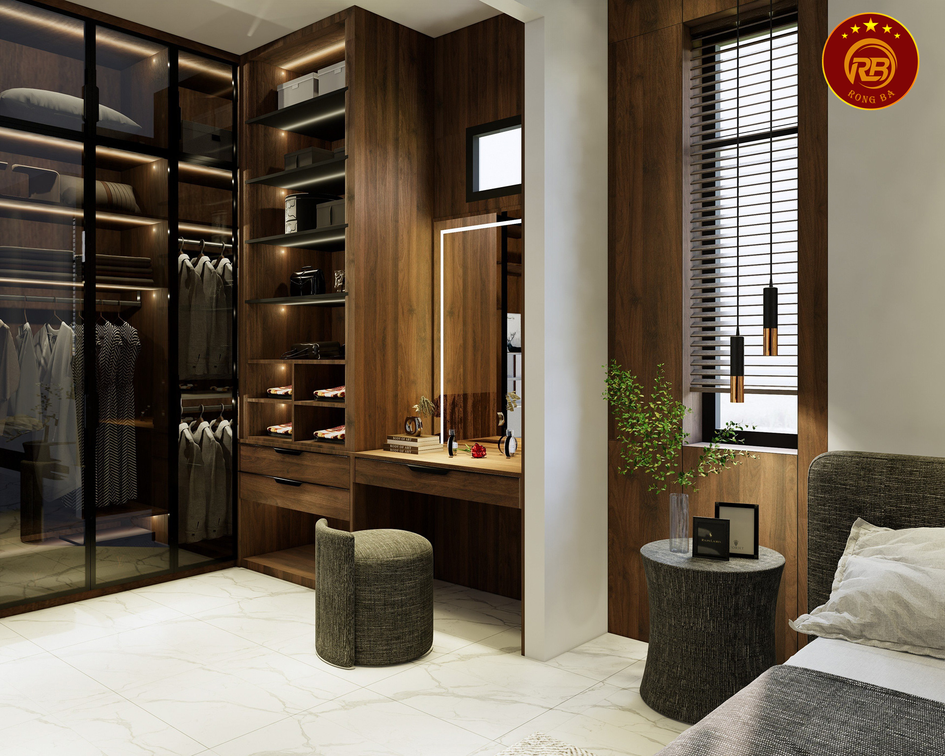 bàn trang điểm gỗ óc chó 16
