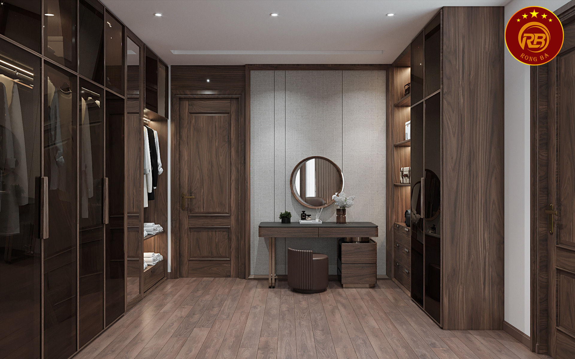 bàn trang điểm gỗ óc chó 2