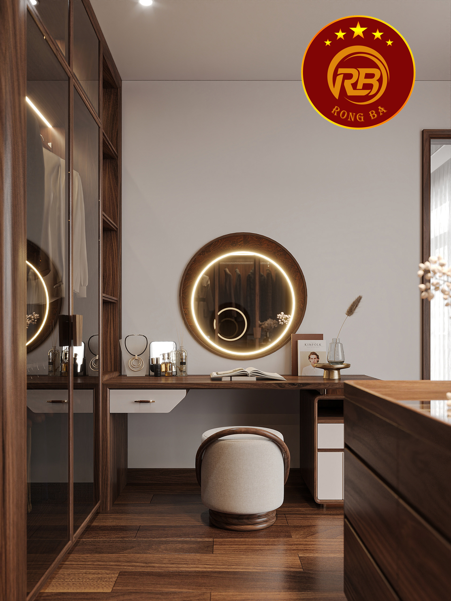 bàn trang điểm gỗ óc chó 4