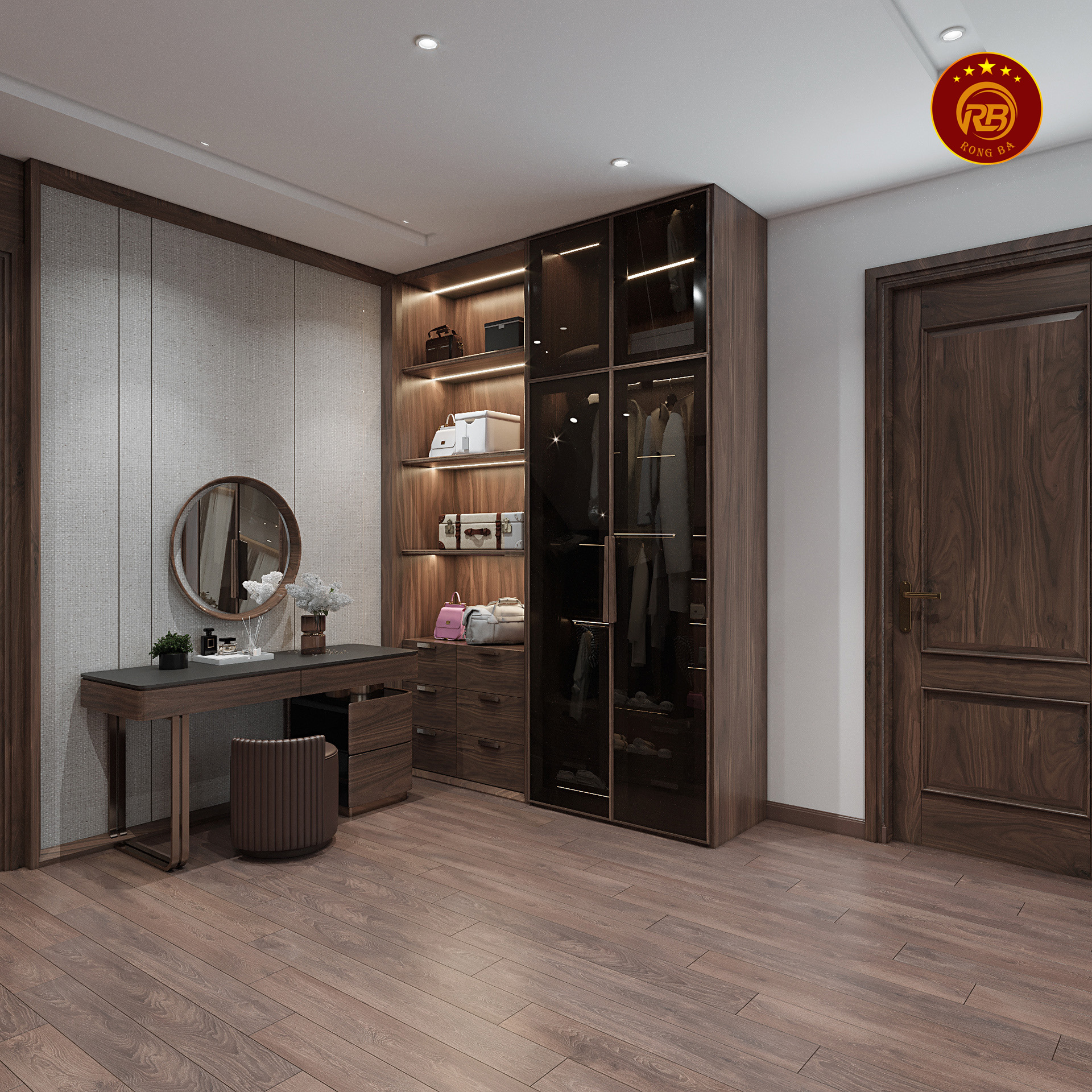 bàn trang điểm gỗ óc chó 5