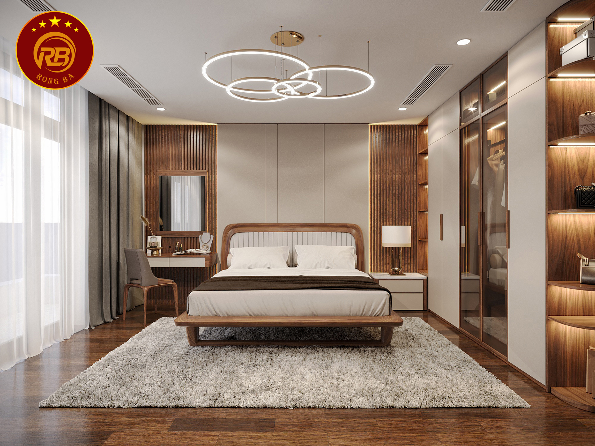 bàn trang điểm gỗ óc chó 7
