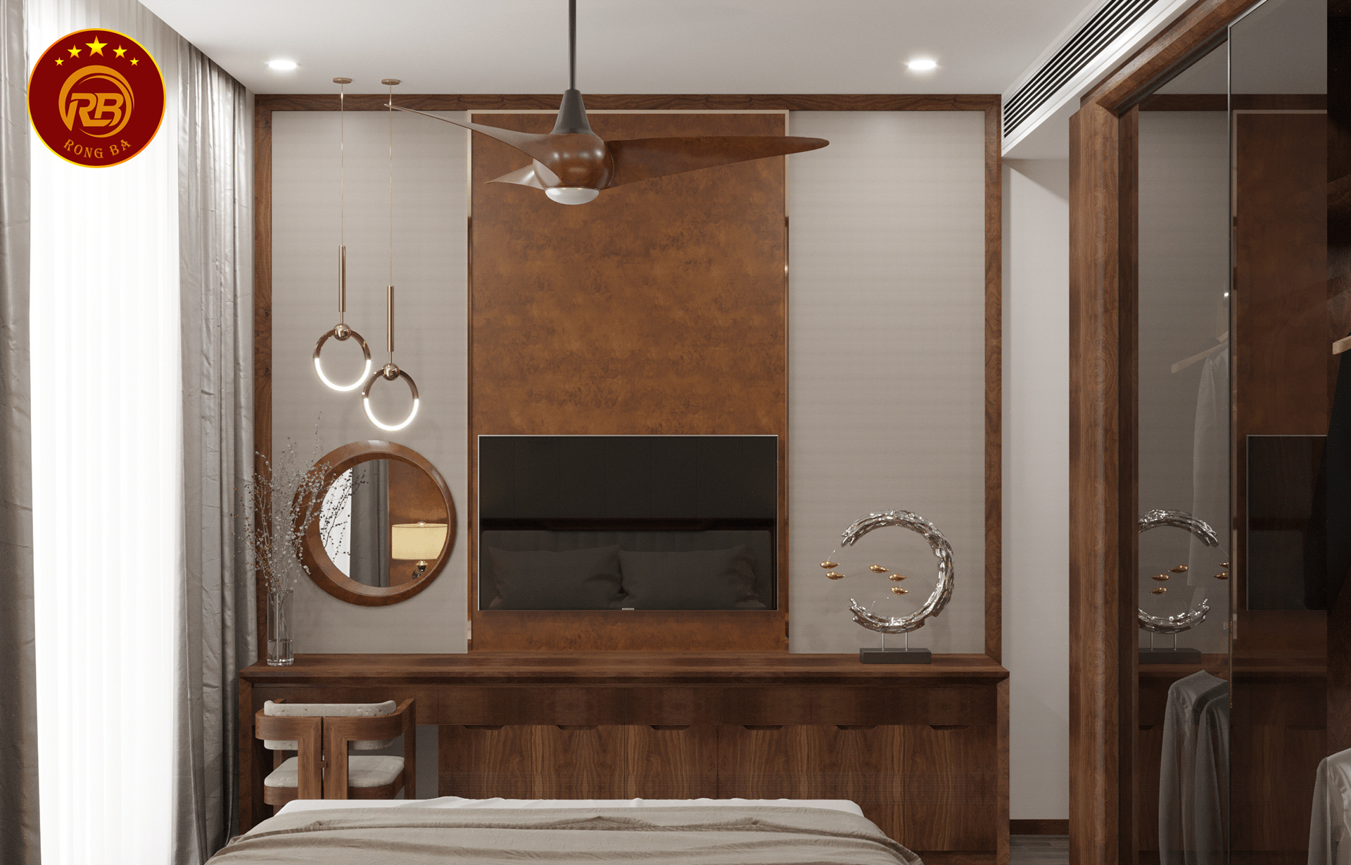bàn trang điểm gỗ óc chó 8
