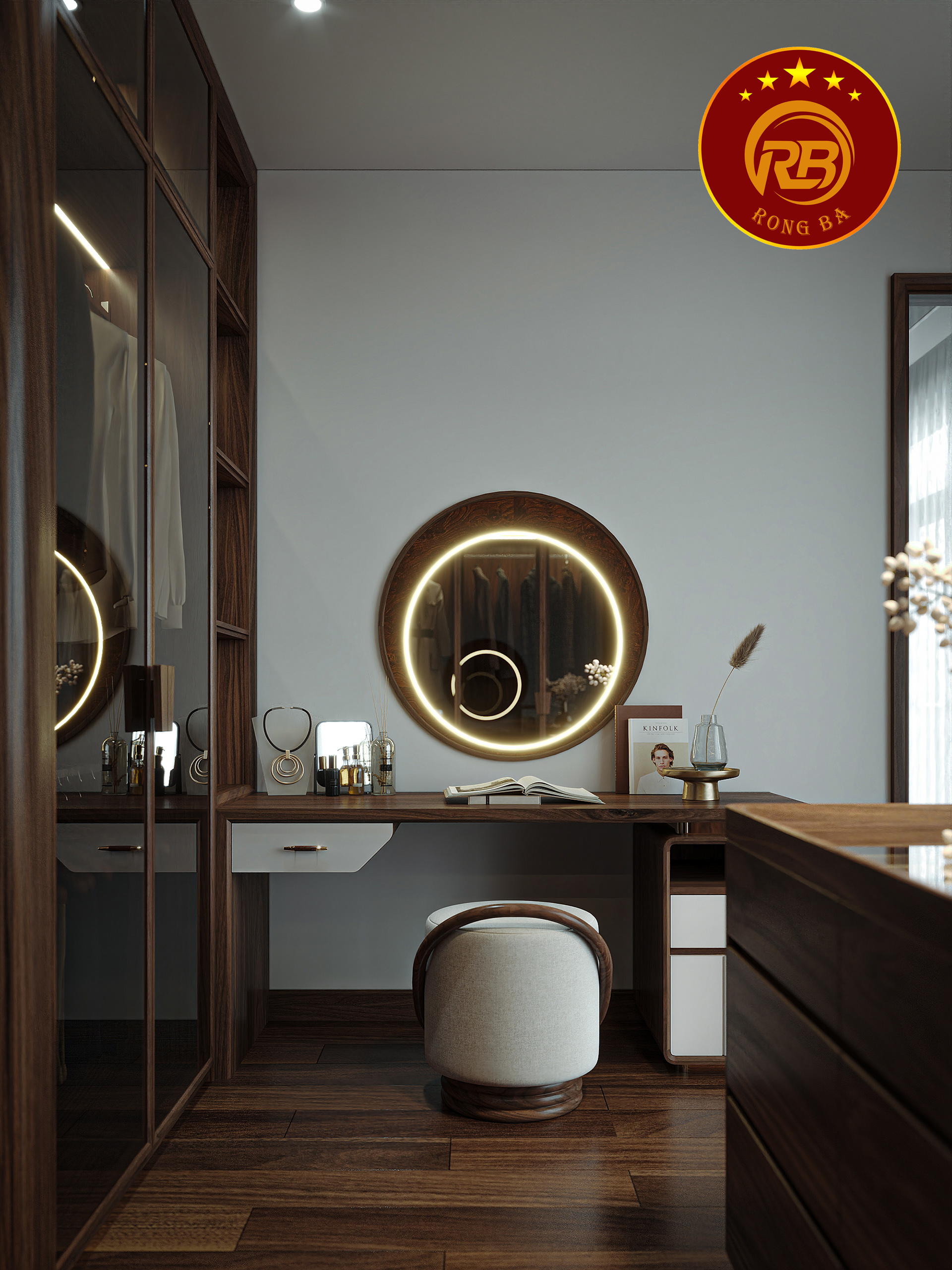 bàn trang điểm gỗ óc chó 9
