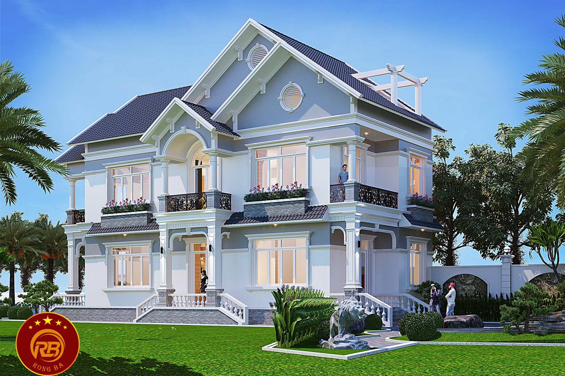 Thiết kế biệt thự tân cổ điển 2 tầng mái thái đáp ứng đầy đủ công năng 3