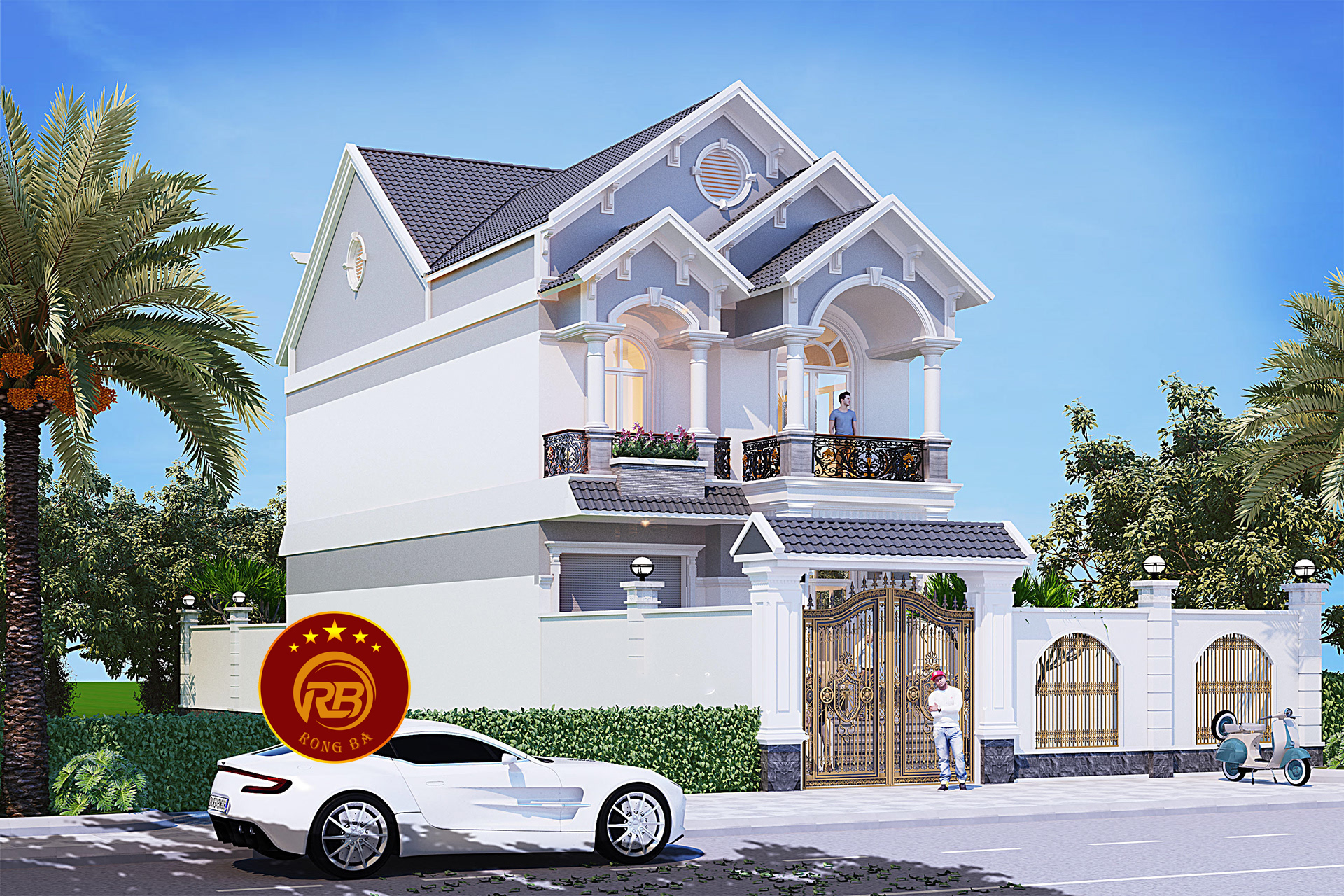 Thiết kế biệt thự tân cổ điển 2 tầng mái thái đáp ứng đầy đủ công năng 5