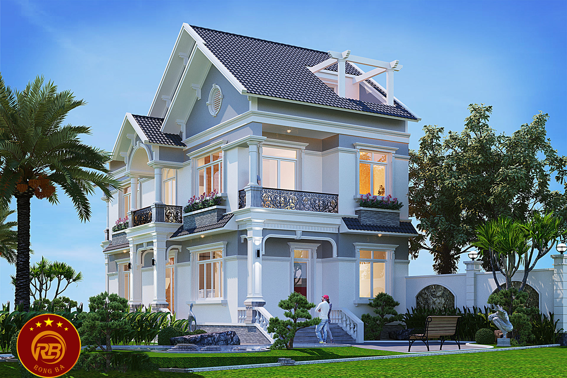 Thiết kế biệt thự tân cổ điển 2 tầng mái thái đáp ứng đầy đủ công năng 8