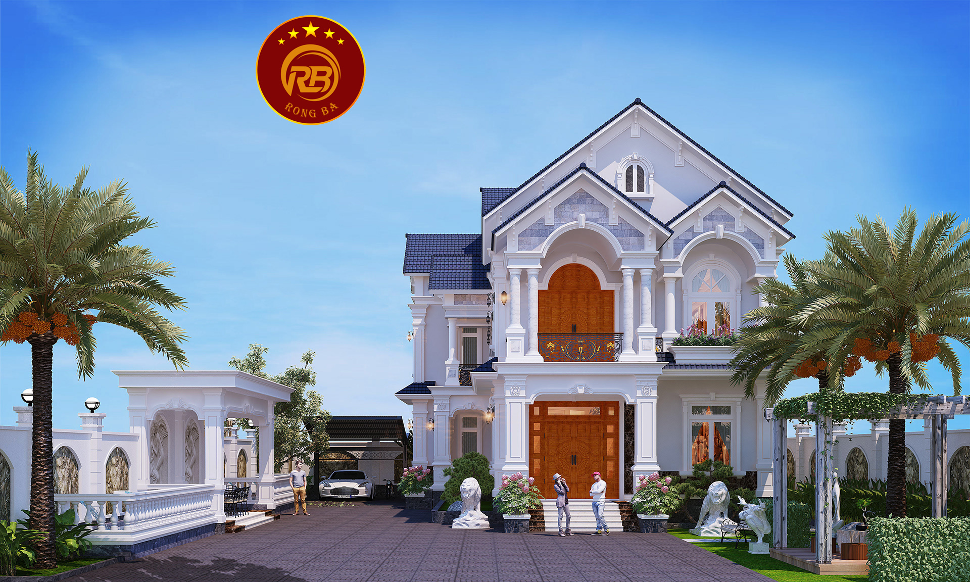 Thiết kế biệt thự 2 tầng mái thái tân cổ điển hài hòa gần gũi thiên nhiên